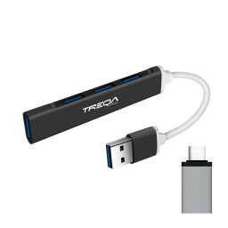 HUB USB TREQA CON ADAPTADOR TIPO C