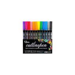 MARCADORES LNEA DOBLE CON CONTORNO 12 UDS