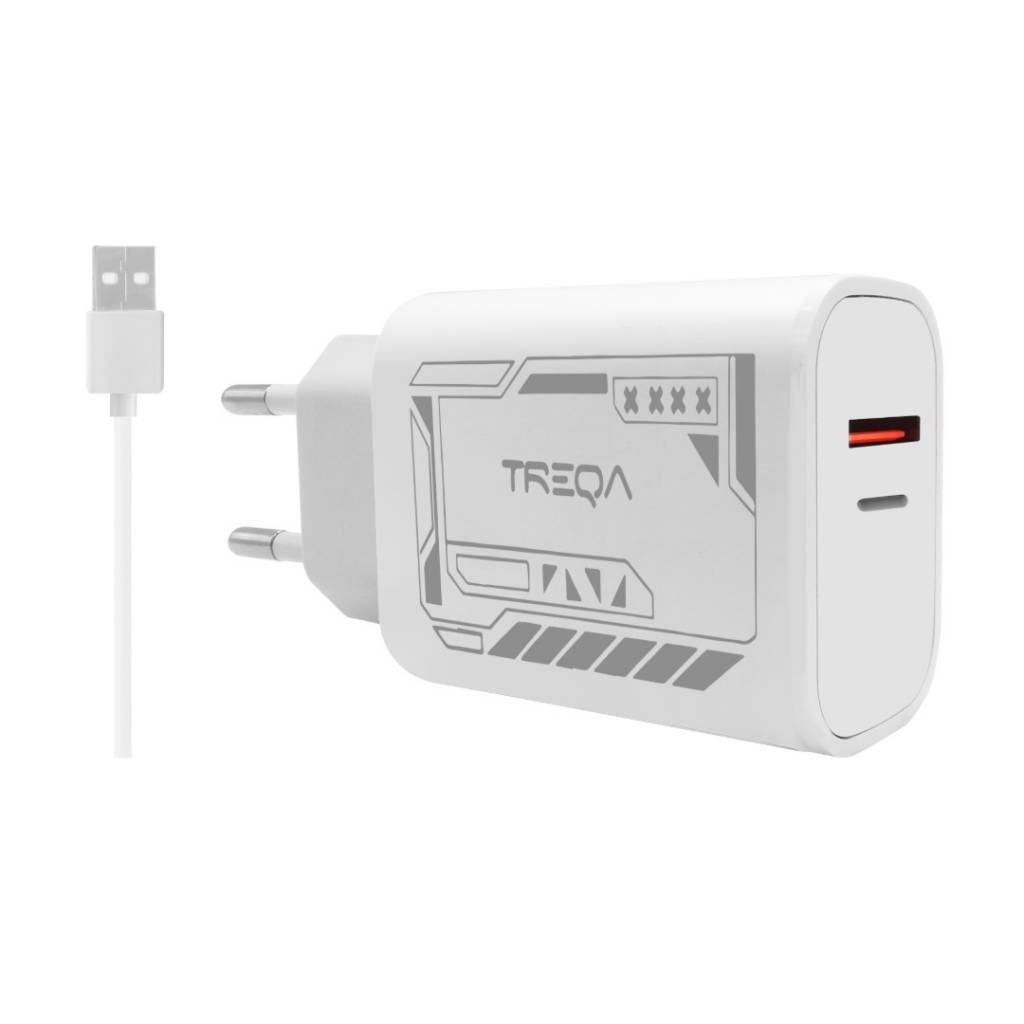 CARGADOR USB Y TIPO C CARGA RAPIDA CON CABLE TREQA Tecnología Cables y ...